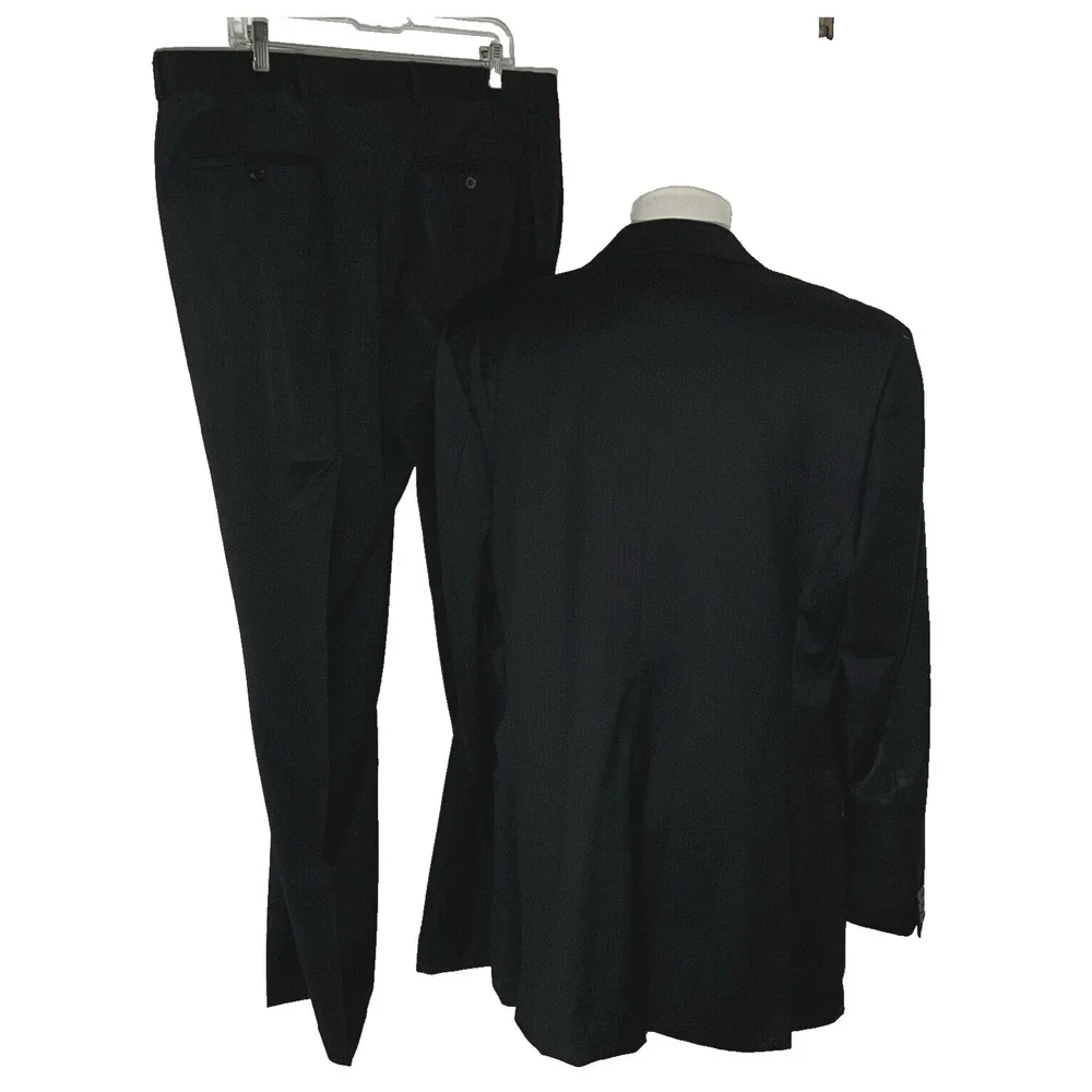 Hugo‎ Boss Scorsese Movie Suit Mens 42L Black 3-Button Wool Blend Made in USA